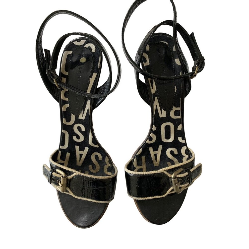 Marc By Marc Jacobs Shoes 39.5 Ankle Strap Heel Sandal Open Toe Italy Black 6781